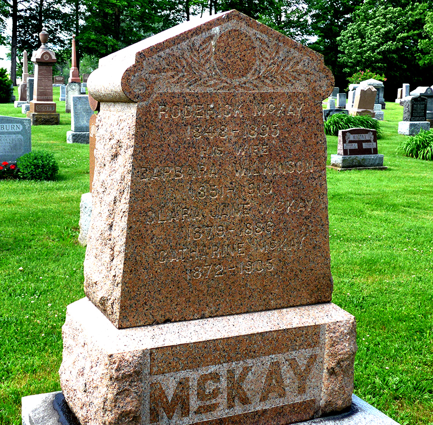 Photo of headstones/Roderick McKay d1895 hdstn Morristion Crown cem ON